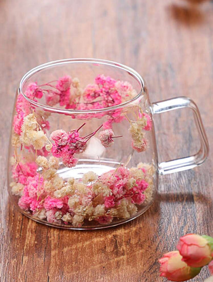 Dried Flower Clear Glass Mug