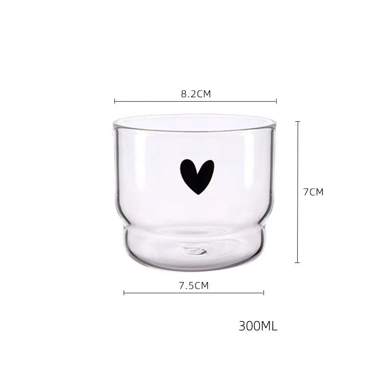 Heart/Smiley Face Design Glass Cup