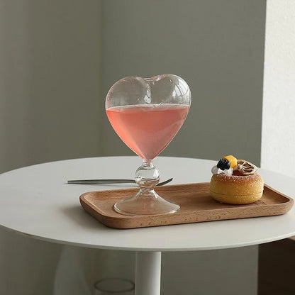 Heart Shaped Glass Cup With Straw