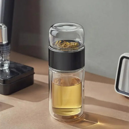 Tea Filter Infuser Double Glass Bottle