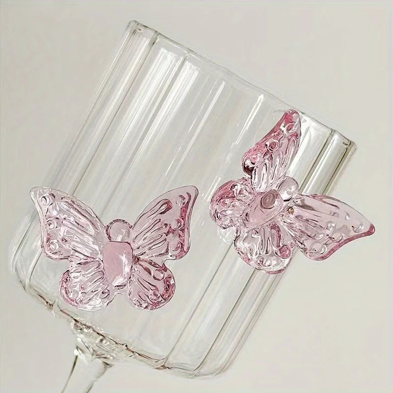 Pink Butterfly-Shaped Glass Goblet | 3 Colours