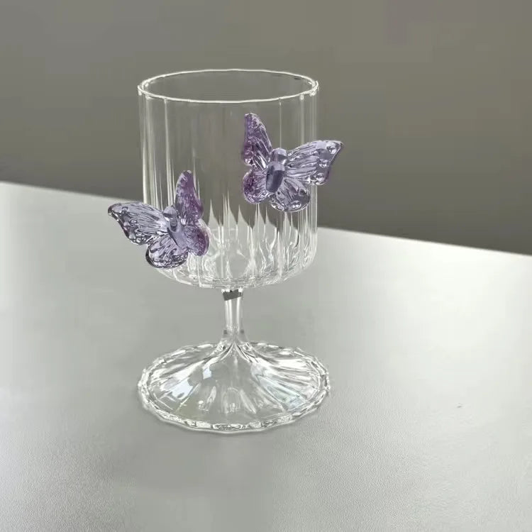 Pink Butterfly-Shaped Glass Goblet | 3 Colours