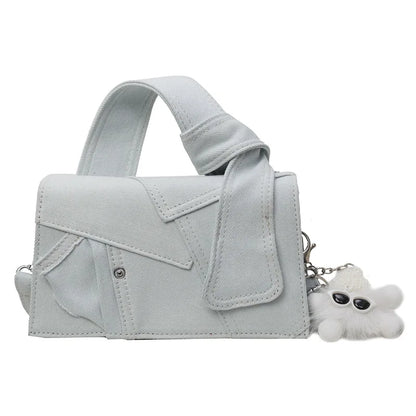 Trendy Denim-Inspired Crossbody Bag – Available in Black, White, or Blue