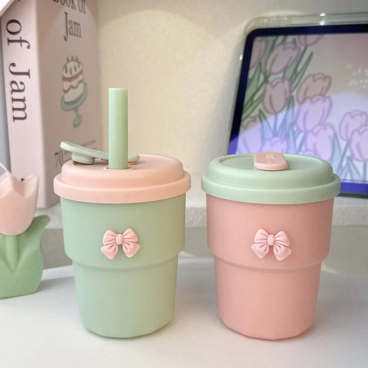 Cute Bow Plastic Leakproof Cup