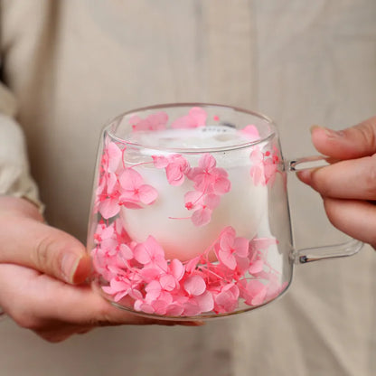 Dried Flower Clear Glass Mug