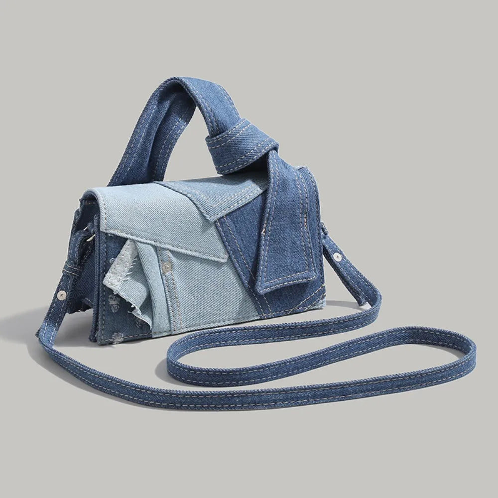 Trendy Denim-Inspired Crossbody Bag – Available in Black, White, or Blue