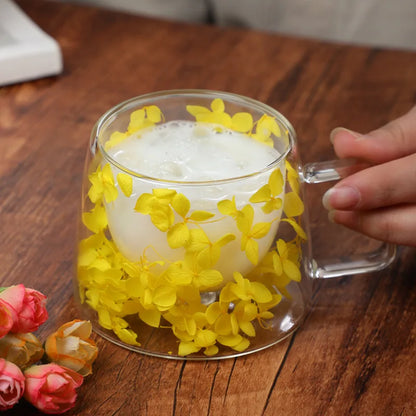 Dried Flower Clear Glass Mug