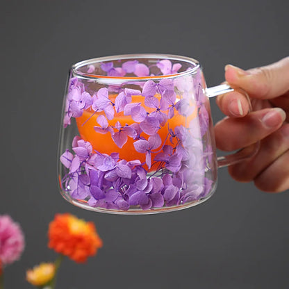 Dried Flower Clear Glass Mug