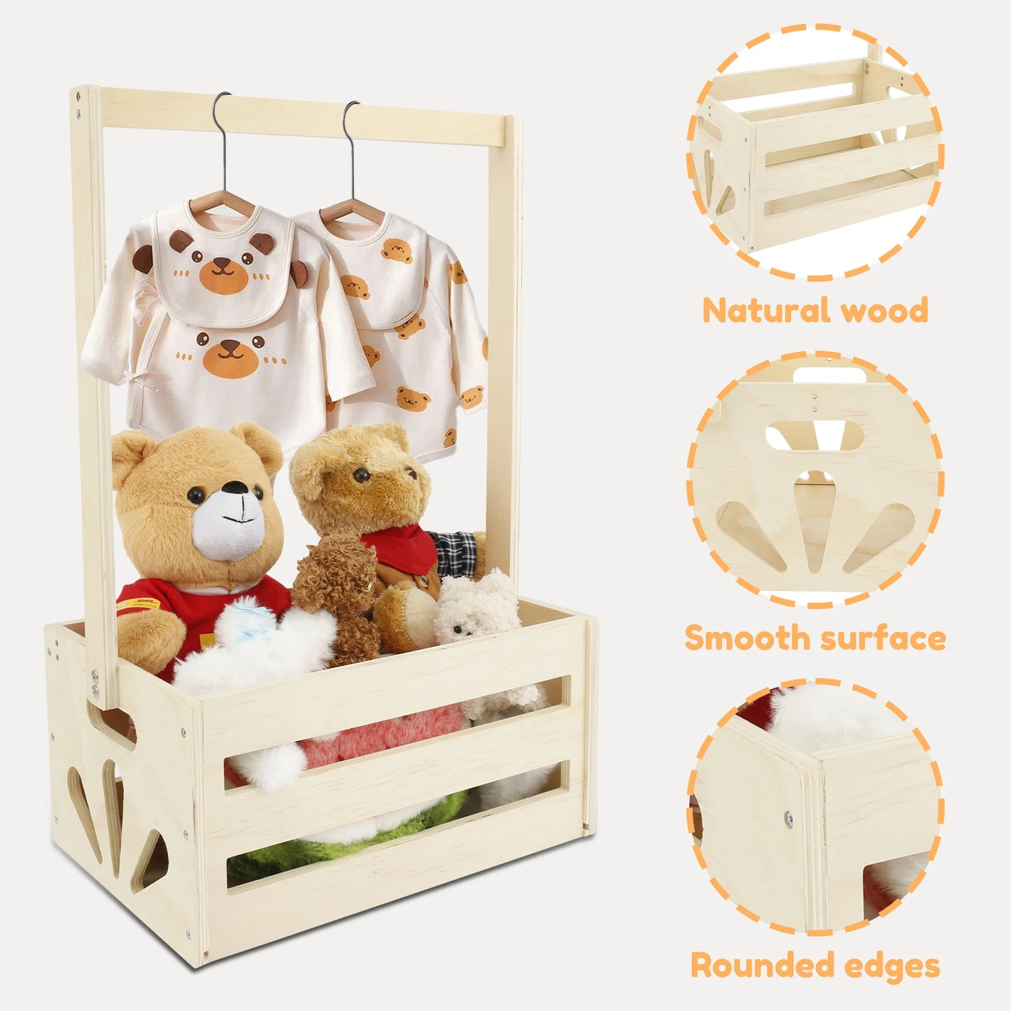 Wooden Storage Crate | Baby Toys Clothing Gift | 3 Colours