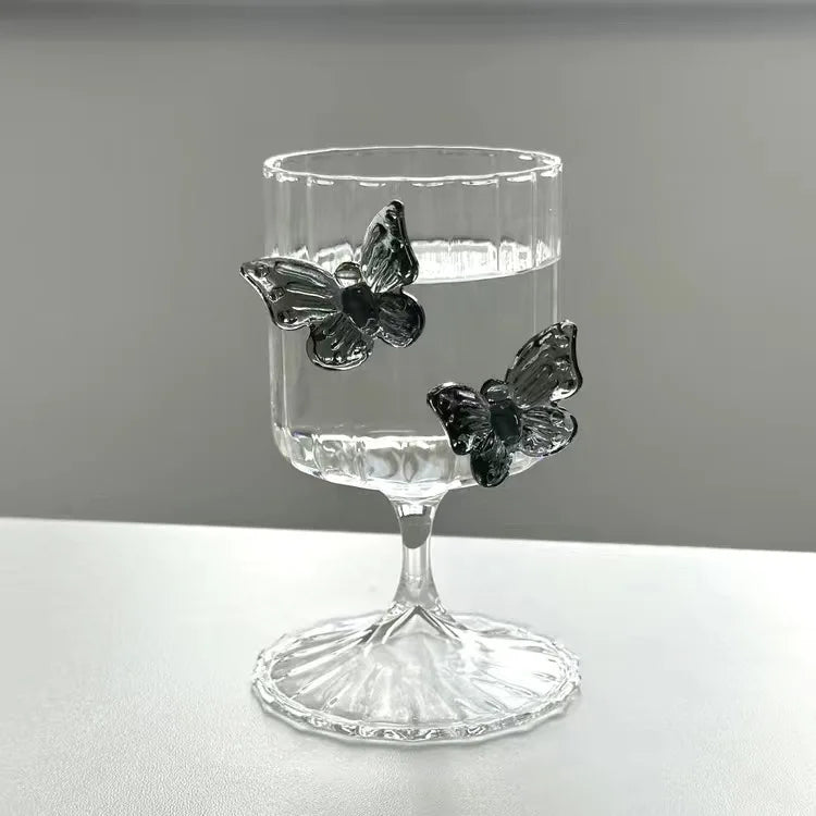 Pink Butterfly-Shaped Glass Goblet | 3 Colours